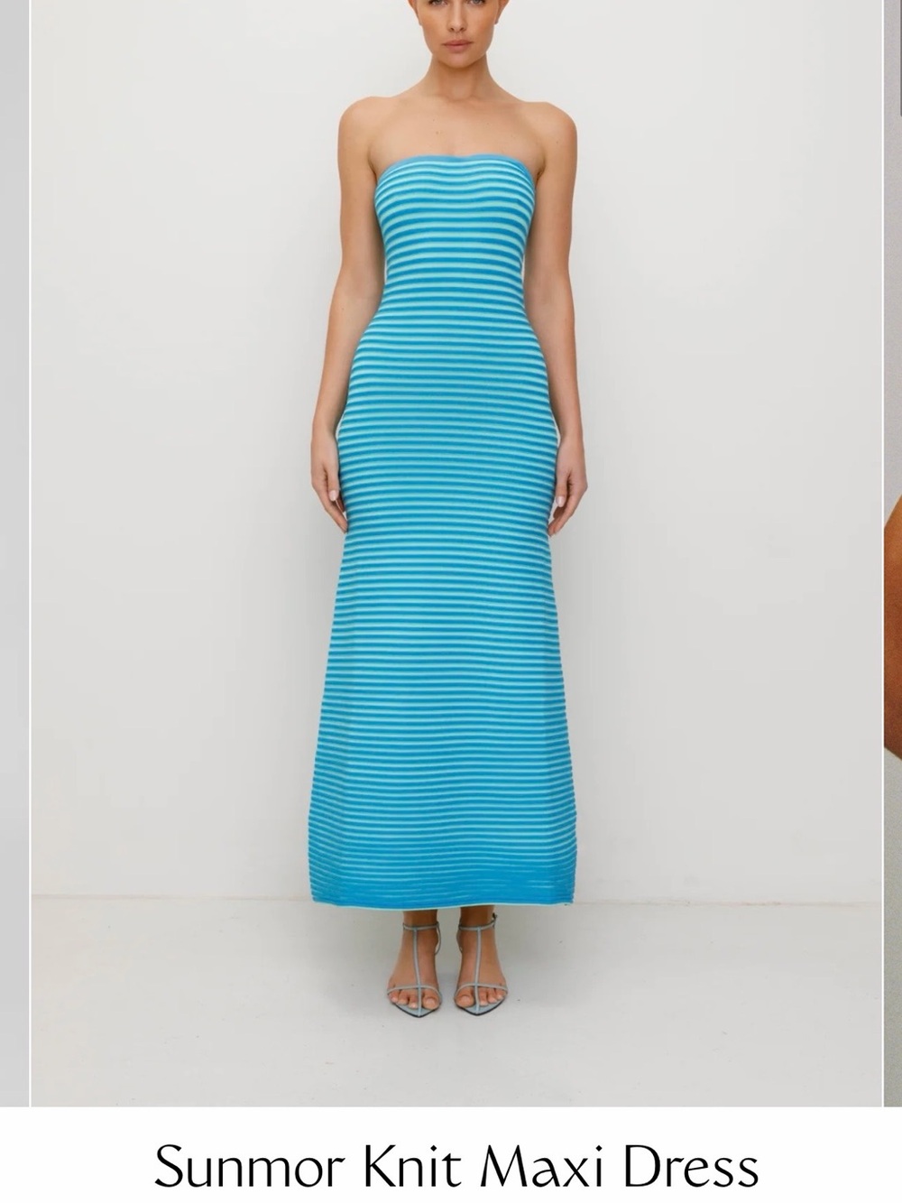 The wolf gang sunmor Strapless Turquoise Stripe Maxi Dress